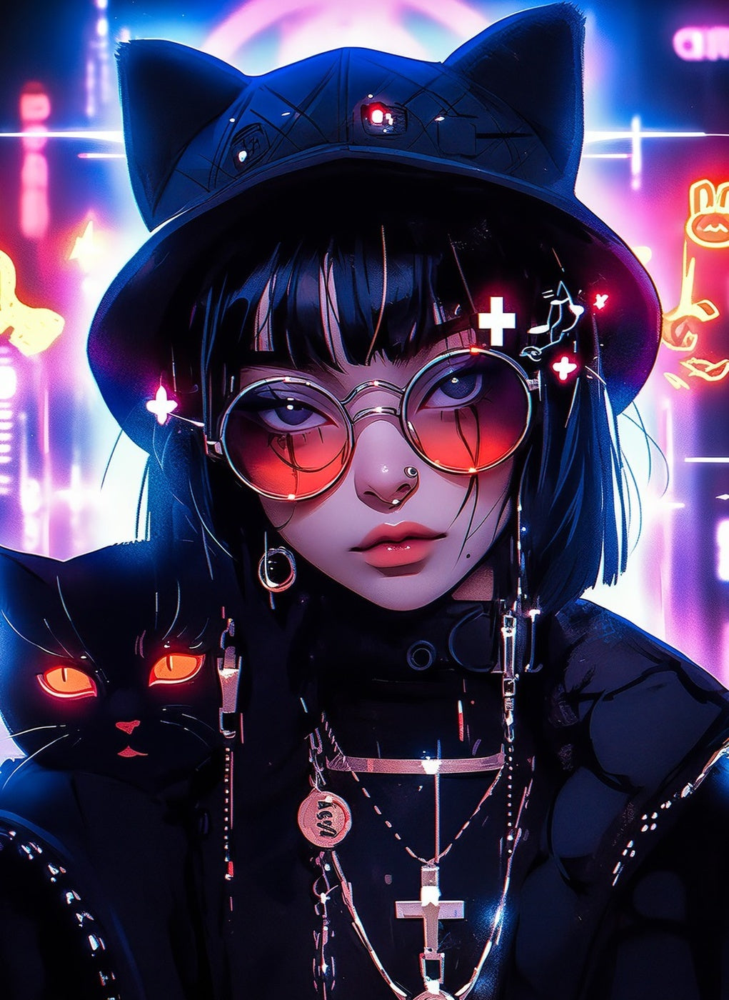Cyberpunk Goth Girl metal poster artwork